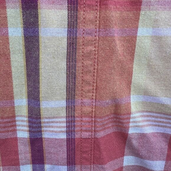Talbots Sleeveless Plaid Shirt Dress Size 6 Pink Orange - Picture 11 of 12